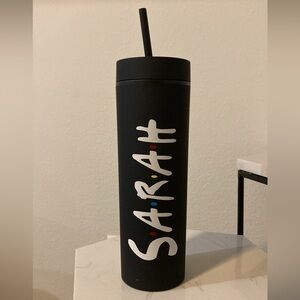 New Black Tumbler Cup with Straw